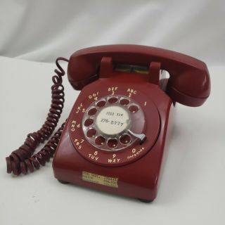 Red Rotary Dial Desk Phone Telephone Vintage 1978 Bell Western Electric Hot Line