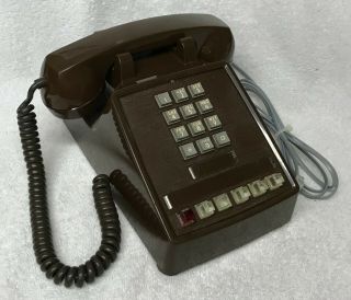 Vintage Itt Model 2565 Series Multi Line Chocolate Brown Push Button Desk Phone
