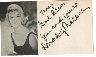 Dorothy Malone Oscar Winning Actress.  Written On The Wind.  Signed Card