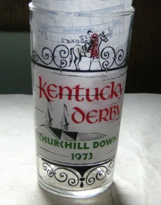 784g - 1 1973 Kentucky Derby Glass.  Churchill Downs Secretariat Triple Crown