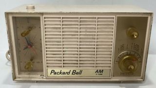 Rare Vintage Packard Bell 62413b Am 5 Tube Radio Clock Usa Made