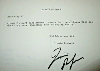 Signed Letter From Jimmie Rodgers To Virgil Merry Christmas