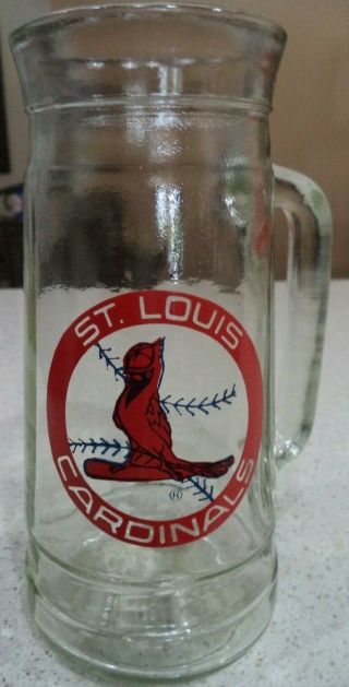 Vintage St.  Louis Cardinals Glass Beer Mug Stein