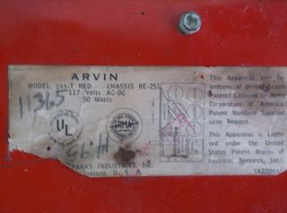 Vintage Arvin Radio.  243 - T.  Metal Case/Housing.  For Parts/Repair. 2