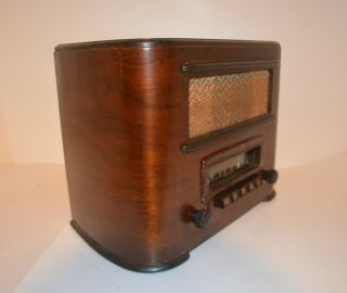 RESTORED 1939 ART DECO CURVED WOOD CROSLEY RADIO RECEIVER 3