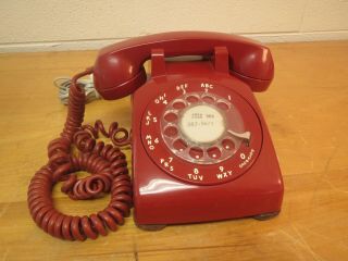 Vintage Bell System Western Electric Red Hot Line Rotary Dial Desk Phone