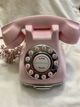 Pink Metro Phone Retro Style Push Button Rotary Dial Old School - Good Shape