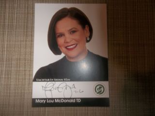 Mary Lou Mcdonald,  Sinn Fein Leader,  An Hand Signed 6 X 4 Photo