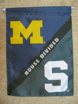 House Divided University Of Michigan/michigan State Flag 17.  5 " X 13 "