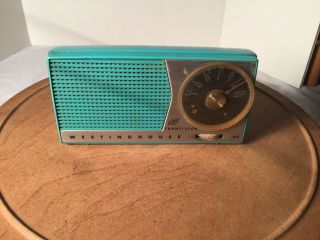 Early Usa Made Westinghouse Model H611p5 Turquoise All Transistor Pocket Radio