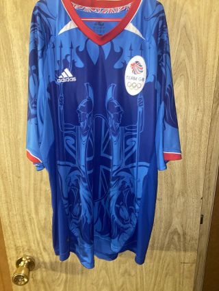 Adidas 2012 London Olympic Team Gb/great Britain Soccer Sewn Large Blue Jersey