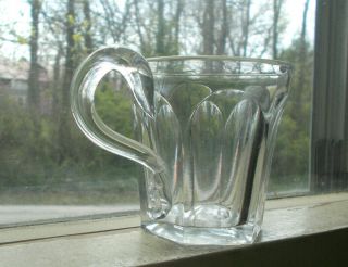 1850s Early Ground Pontil Flint Glass Whiskey Shot Glass Drippy Applied Handle