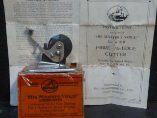 His Masters Voice Gramophone Fibre Needle Cutter Boxed And Instructions