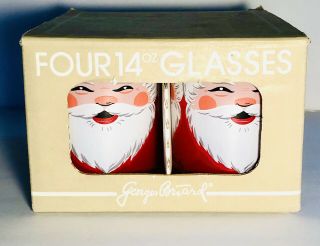 Vintage Georges Briard Double Old Fashioned Christmas Glasses Set (4) Santa Rare