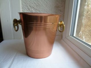 French Copper Ice Champagne Bucket Brass Handles