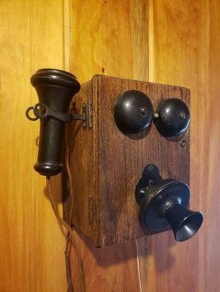 Vintage Oak Kellogg Telephone Phone Early 1900 ' s 2