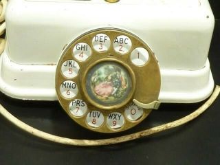 Vintage 1960 ' s French Style Telephone Rotary Dial U.  S.  Telephone Co.  White 3