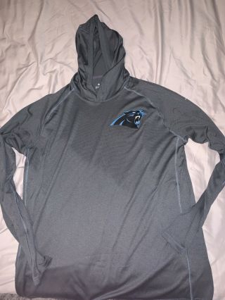 Nike Dri - Fit Mens Carolina Panthers Football Long Sleeve Hooded Shirt Xl