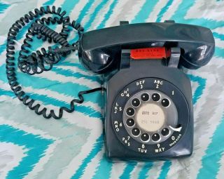 Vintage 1978 Black Rotary Desk Phone Western Electric Bell System Model 500