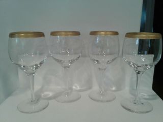 Lenox Royale Set Of (4) 7 " Vintage Water/wine Glasses With Gold Filigree Rim