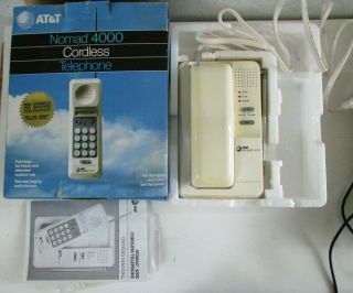Vintage At&t Nomad 4000 Cordless Telephone 1985 Orginal Box & Instruction