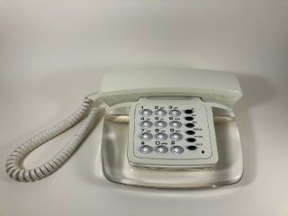 Vintage White / Clear Transparent Phone Telephone 1980s Modern Look Push Button