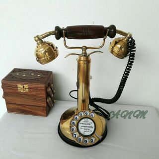 Antique Style Brass Royal Retro Design Telephone Rotary Dial Candlestick