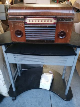 Vintage Rca Victor 65u Victrola Phonograph Am Tube Radio