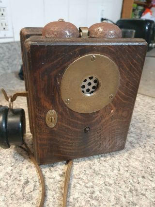 Old Antique Intercom Western Electric Telephone Phone Oak Wood 1914 Stamped 327a