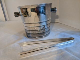 French Christofle Silver Plated Champagne Wine Ice Bucket Cooler And Tongs