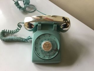 Vtg Western Electric Rotary Dial Desk Telephone Turquoise