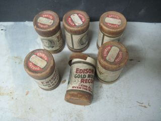Vintage Edison Gold Moulded Record Cylinders - 6 In Boxes
