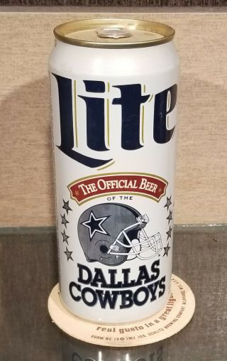 Official Beer Of The Dallas Cowboys Miller Lite Beer Can 16 Ounce Nfl Football