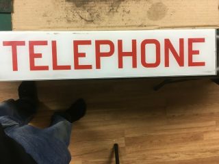 Western Electric Telephone Red/white Glass Payphone Sign 25.  5 " X 5.  5 " Large