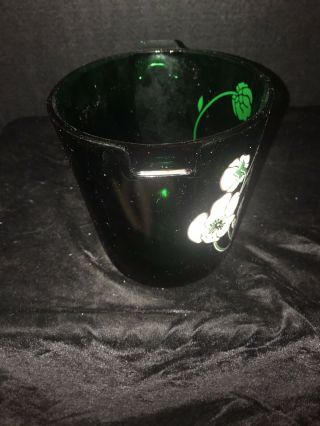 Vintage French PERRIER JOUET Green Glass Hand Painted Champagne Ice Bucket 2