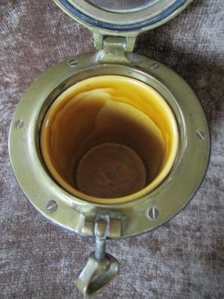 Vintage Antique 1871 Ceramic Leather Brass Wine Chiller Ice Bucket Nautical 3