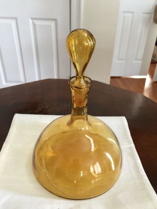 Unique Vintage Amber Glass Decanter - Genie Bottle