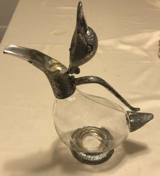 Duck Decanter Silver Plated Glass 2