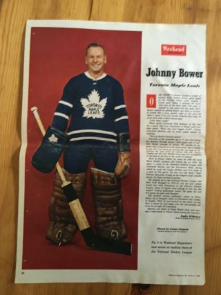 1962 Photo Canadian Nhl Hockey Star Weekly Toronto Maple Leafs Johnny Bower