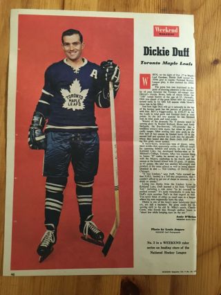 1959 Photo Canadian Nhl Hockey Star Weekly Toronto Maple Leafs Dickie Duff