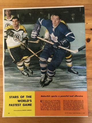 1960 Photo Canadian Nhl Hockey Star Weekly Toronto Maple Leafs Frank Mahovlich