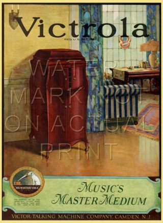 17.  5 " X 24 " Reproduced Victor Victrola Advertisement Canvas Banner