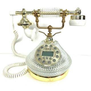Vintage Phone Hollywood Regency French Style Gold Plated Glass Telephone Prop