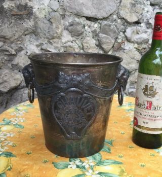 Rams Head Champagne Bucket From Reims French Silver Plated Ice Bucket W Handles