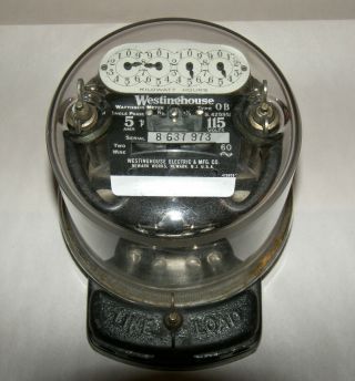 1918 P.  G.  & E.  Westinghouse Type OB Kilowatt Hour Meter 115V AC 5A Single Phase 2