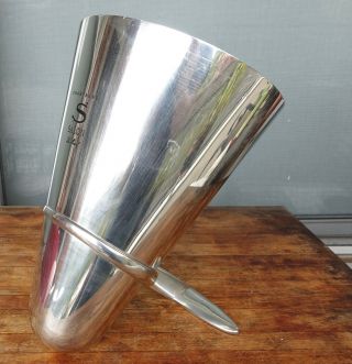 Salon Champagne Stainless Steel Ice Bucket,  Rare.  Innovative Design,  Pre - Owned