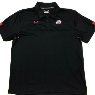 Under Armour Utah Utes Mens Polo Shirt Heat Gear Black Size Large.  A2
