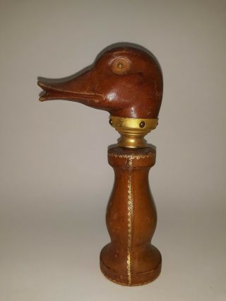 Vintage Duck Head Corkscrew Leather Wrapped " M A Made In Italy "