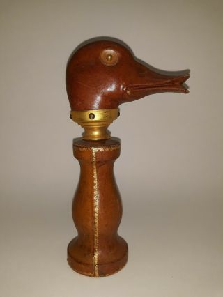 Vintage Duck Head Corkscrew Leather Wrapped 