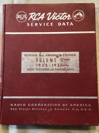Rca Victor Service Data,  Vol.  1,  1923 - 1937,  Hardbound